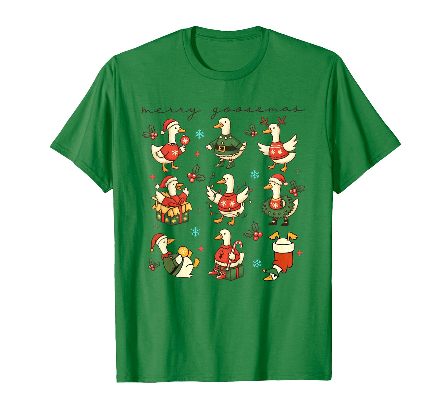 Funny Retro Merry Goosemas Christmas Silly Goose Xmas Lights T-Shirt