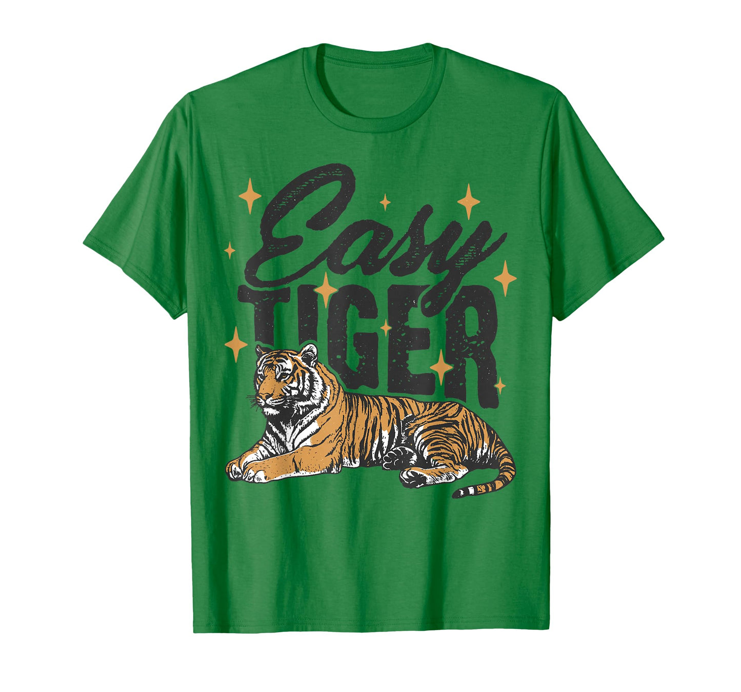 Easy Tiger Retro Distressed Vintage Tiger Graphic T-Shirt