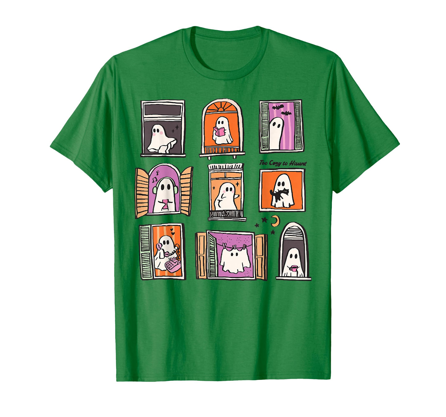 Coquette Ghost Spooky Whimsical Ghosts in Cozy Windows T-Shirt