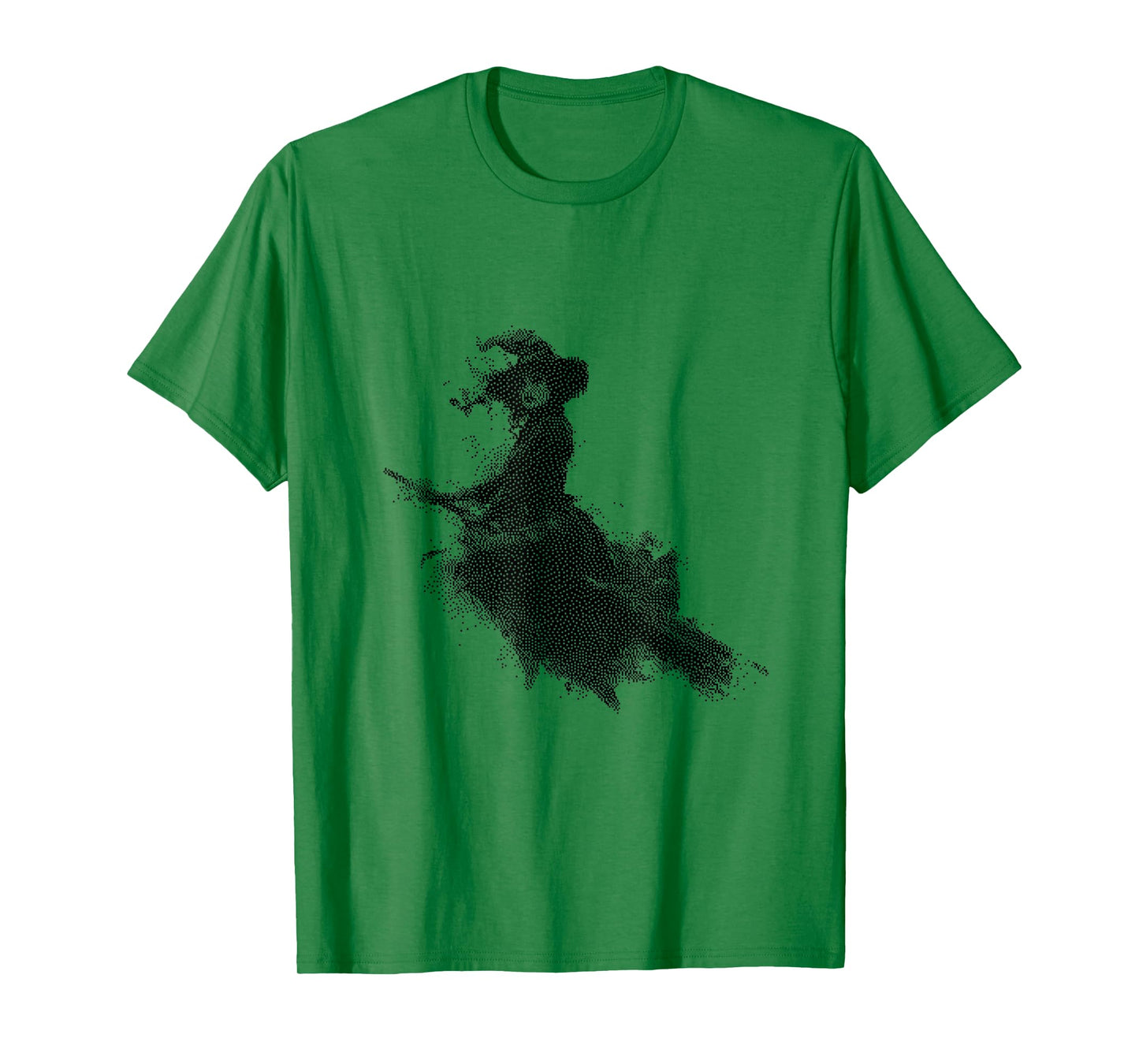 Spooky Witch Riding Broom Halloween Art T-Shirt