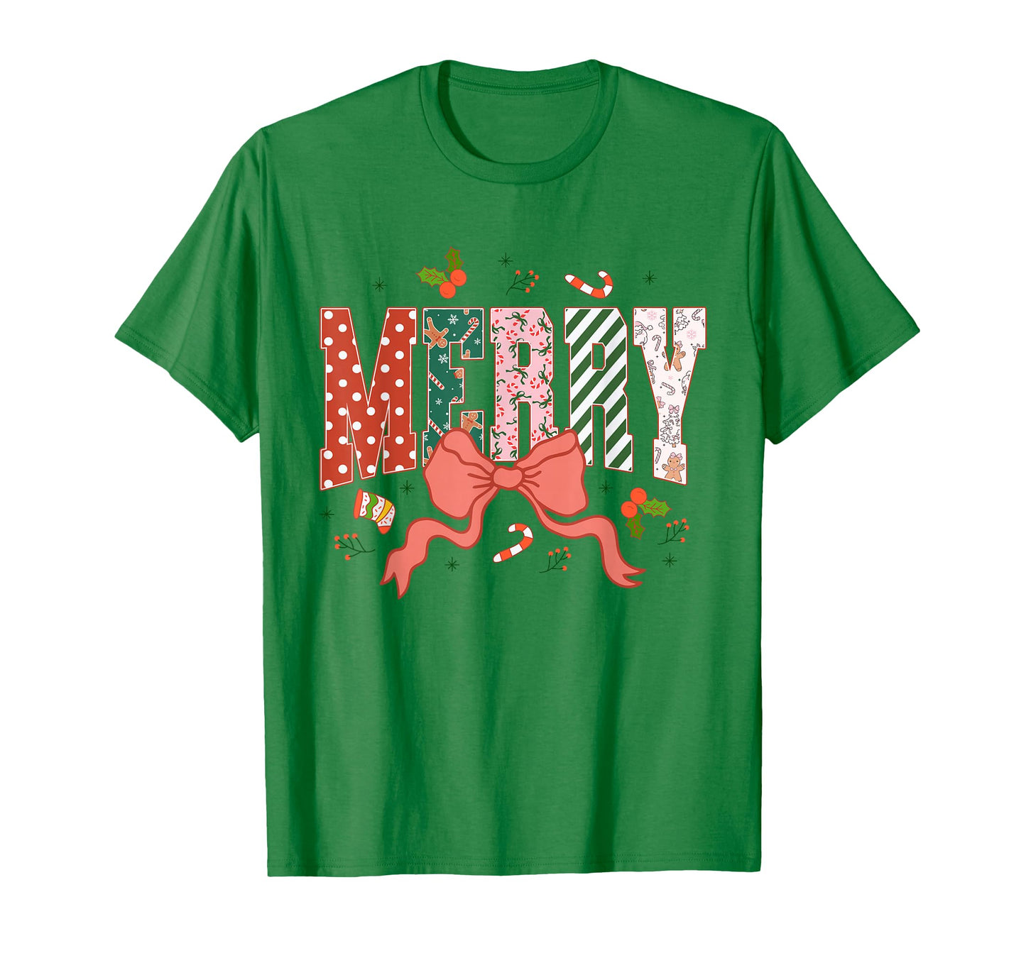 Coquette Merry Christmas Xmas Merry and Bright Family Womens T-Shirt
