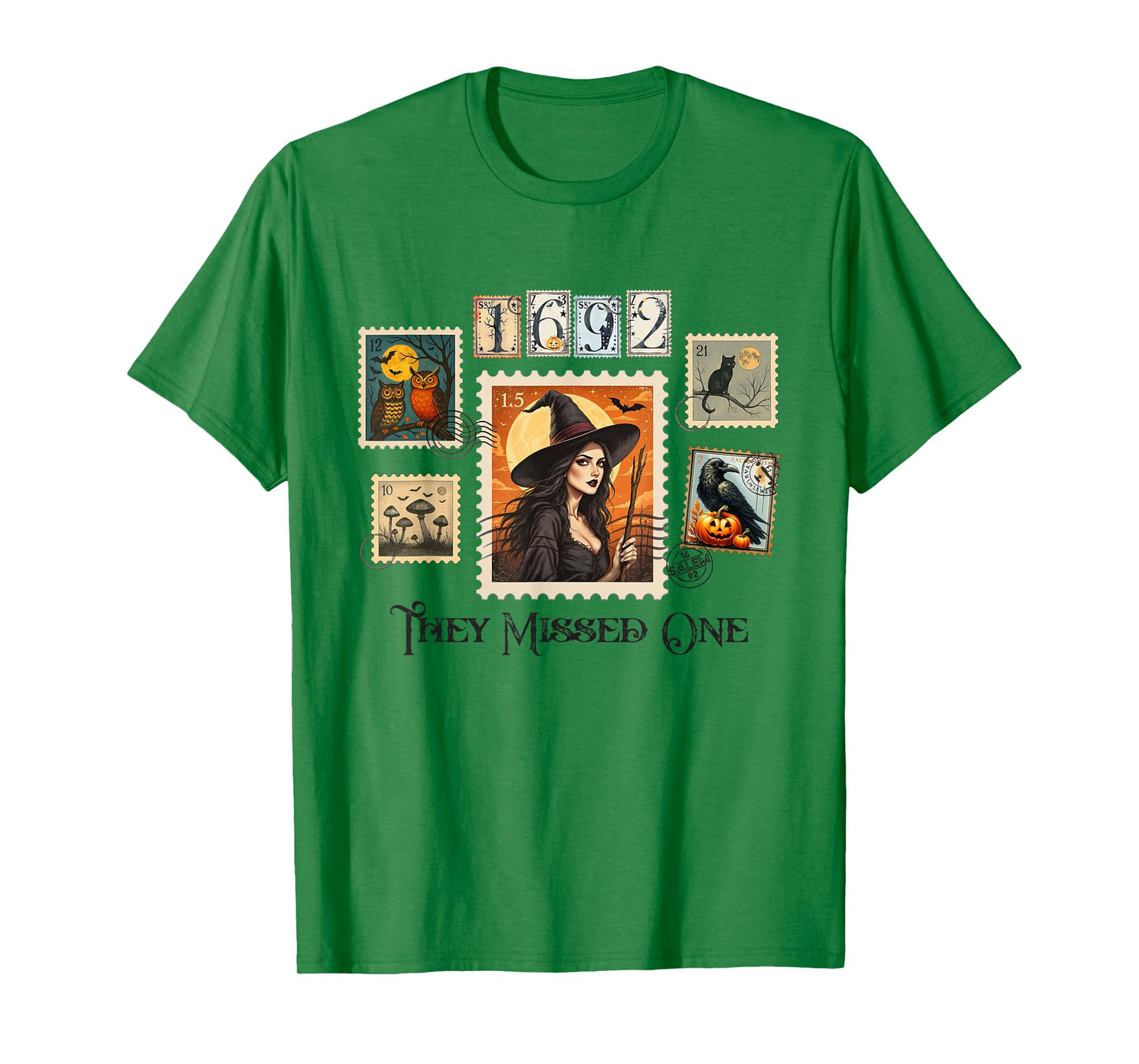 Witch Salem They Missed One 1692 Halloween Postage Stamp T-Shirt
