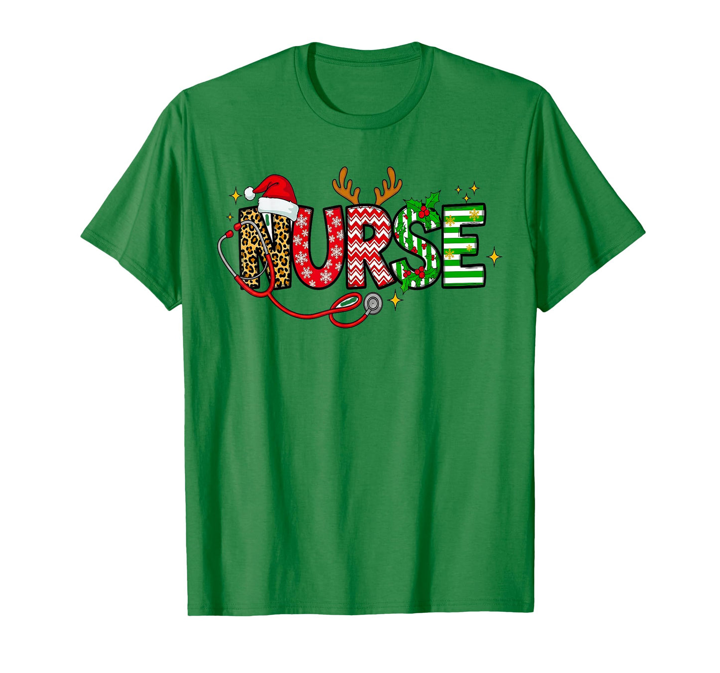 Stethoscope Santa Hat Reindeer Xmas Christmas Nurse T-Shirt