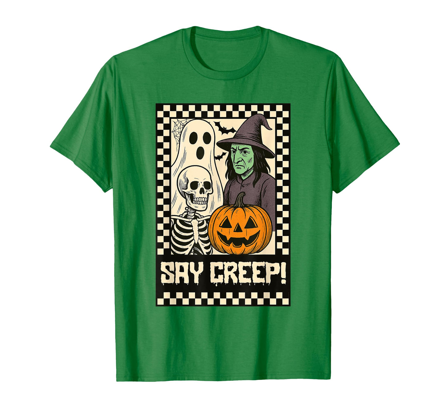 Funny Halloween Boo Skeleton Witch Pumpkin Selfie Say Creep T-Shirt