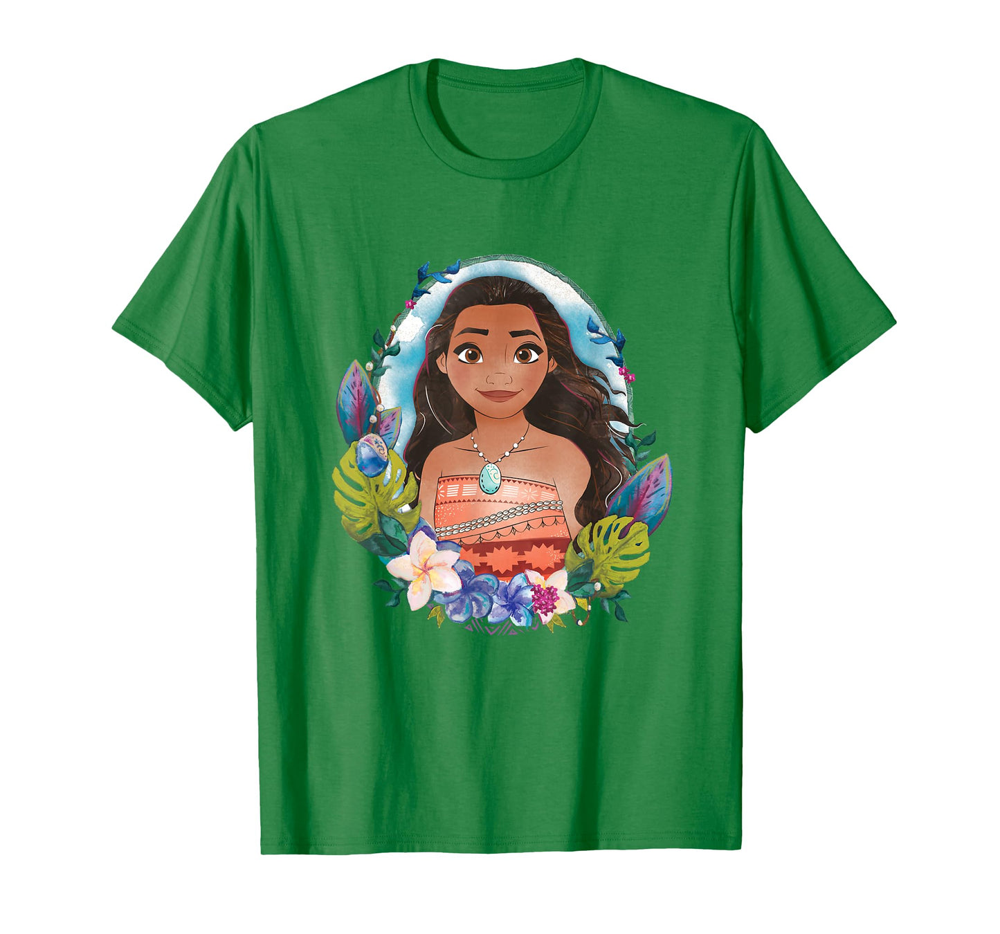 Disney Moana Beautiful Floral Face Portrait Vintage T-Shirt