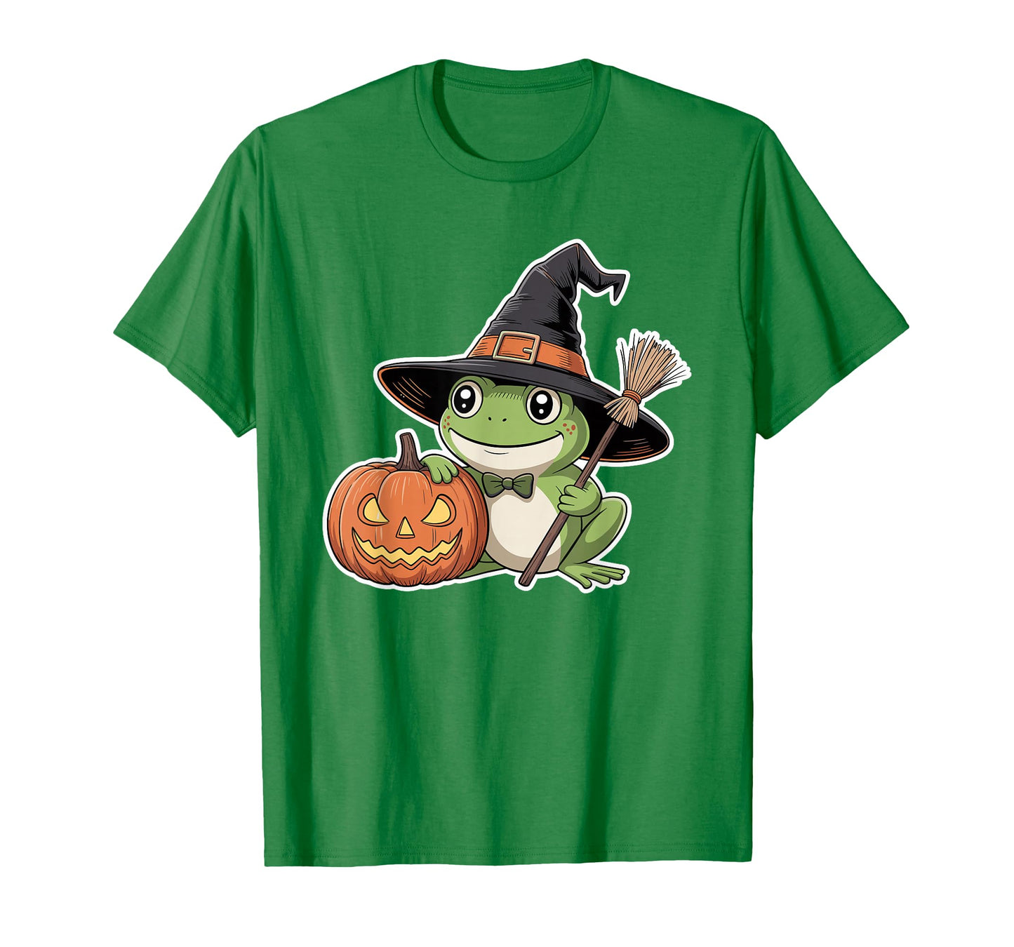 Cute Frog Witch Pumpkin Halloween Spooky Season Design T-Shirt