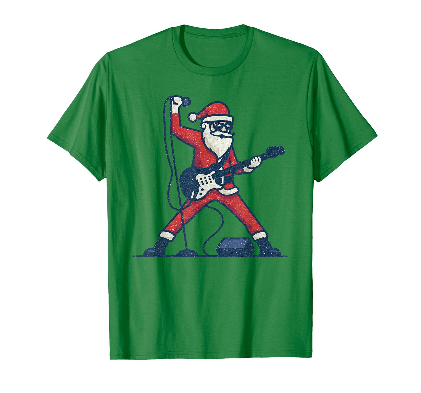 Santa Playing Rock Guitar Christmas Vintage Funny Xmas T-Shirt