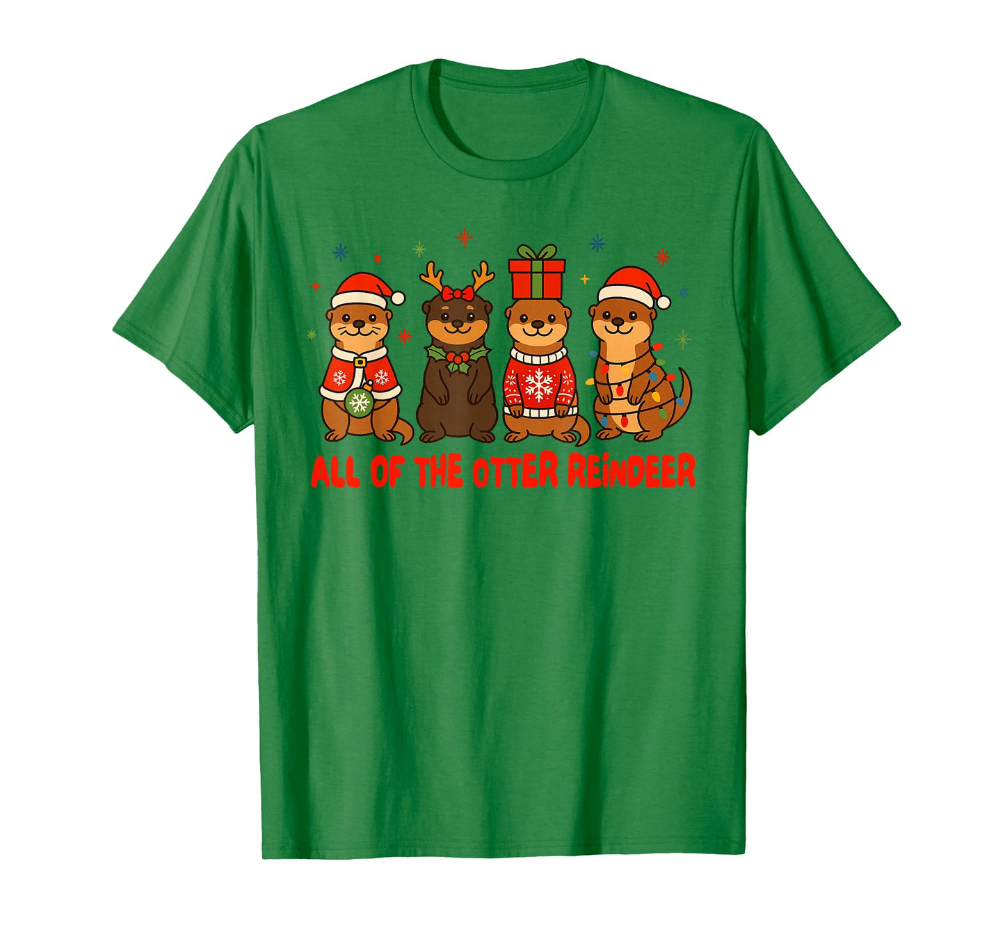 Christmas Xmas Vibes Otter Lover All of The Otter Reindeer T-Shirt