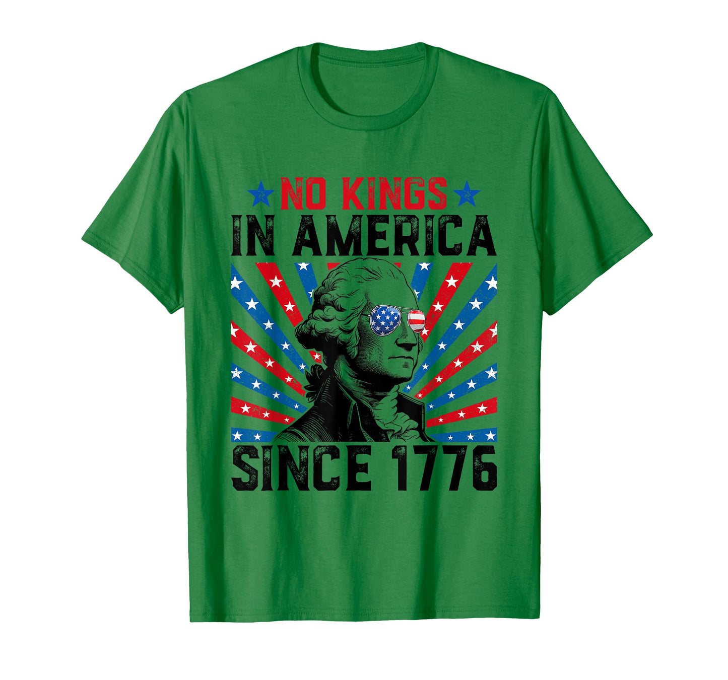 No Kings in America Since 1776 Distressed USA Flag Vintage T-Shirt