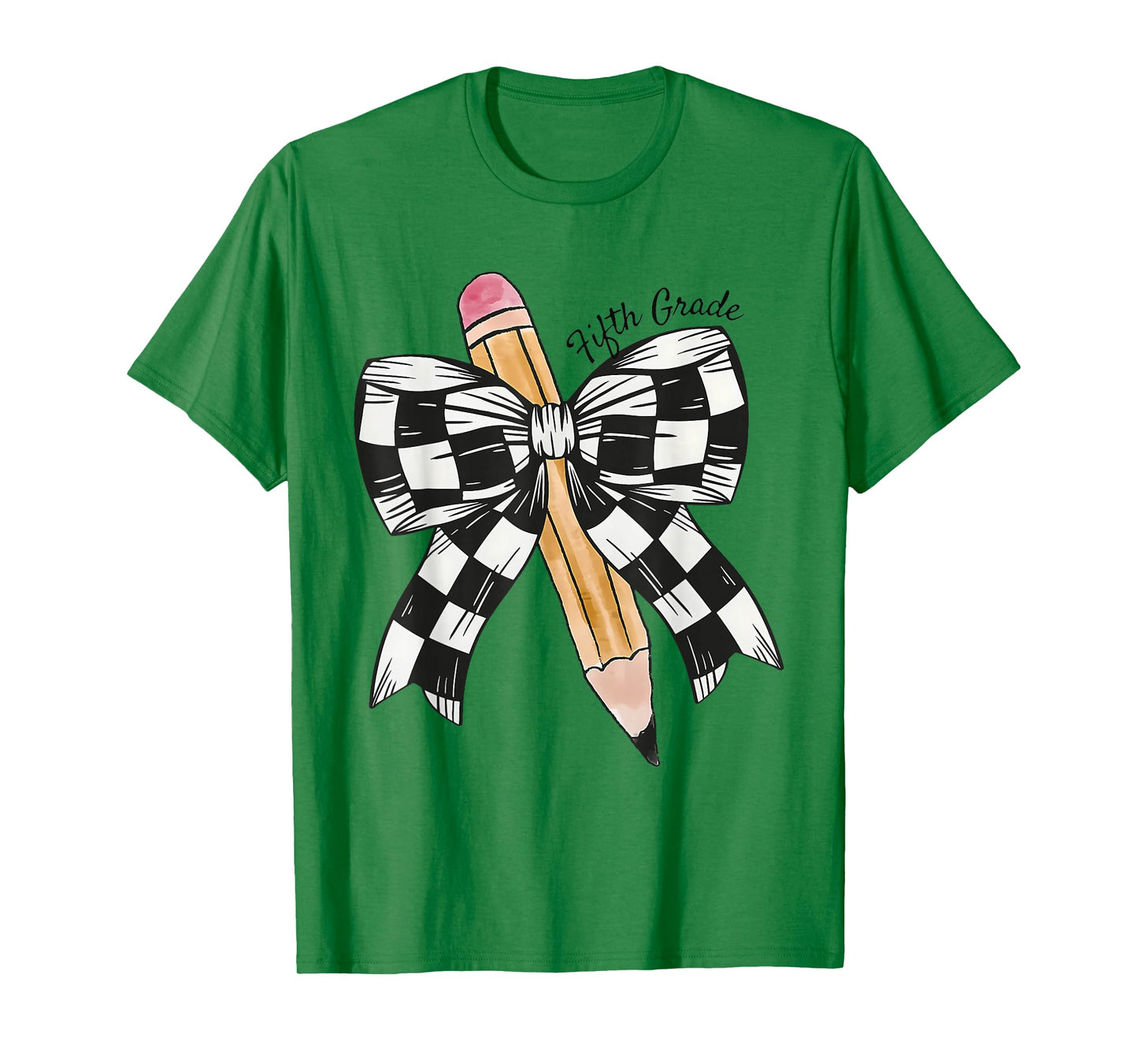 Back To School Hello Fifth Grade Teacher Coquette Pencil Bow T-Shirt