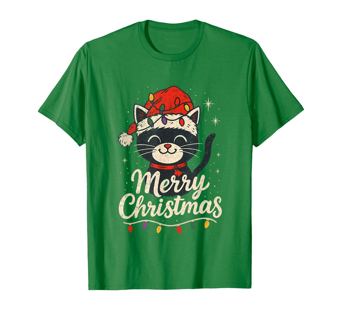 Merry Christmas Santa Retro Cat Lover T-Shirt