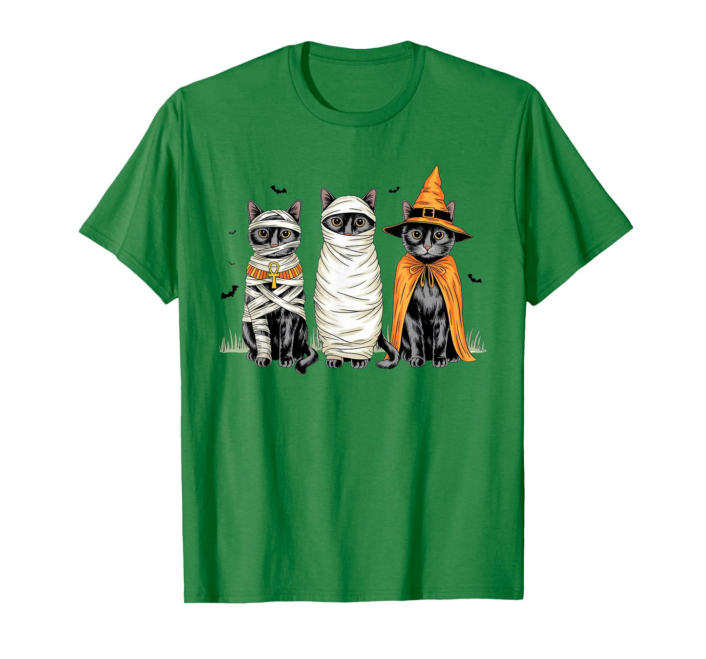 Retro Cat Witch Scary Halloween Pumpkin Women Men Kids T-Shirt