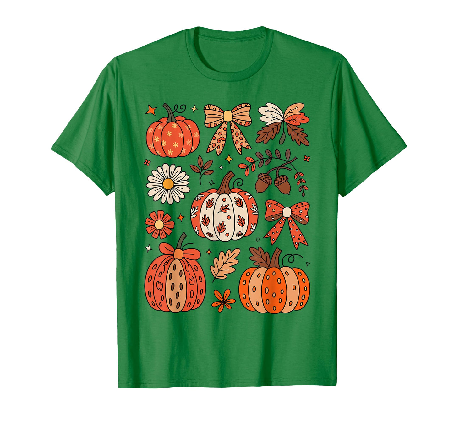 Fall Boho Floral Pumpkin Coquette Bow Thanksgiving Vintage T-Shirt