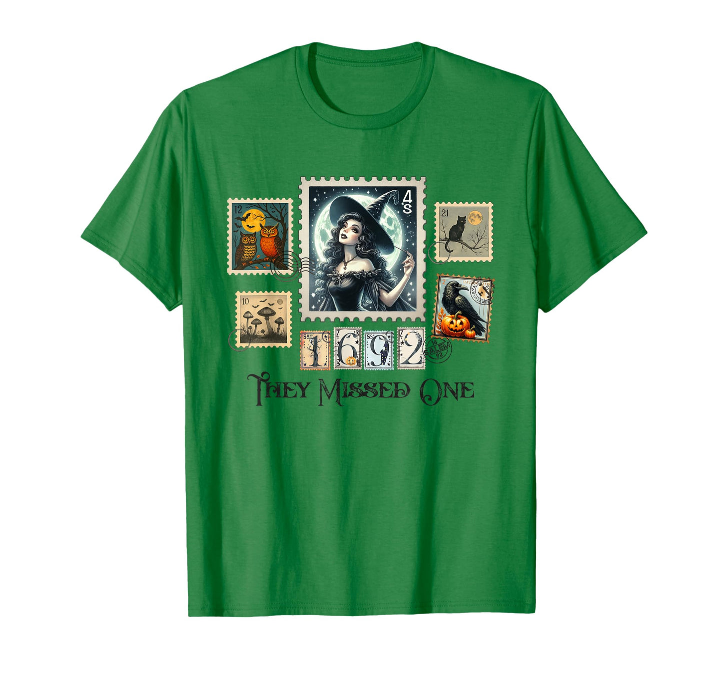 Witch Salem They Missed One 1692 Halloween Postage Stamp T-Shirt