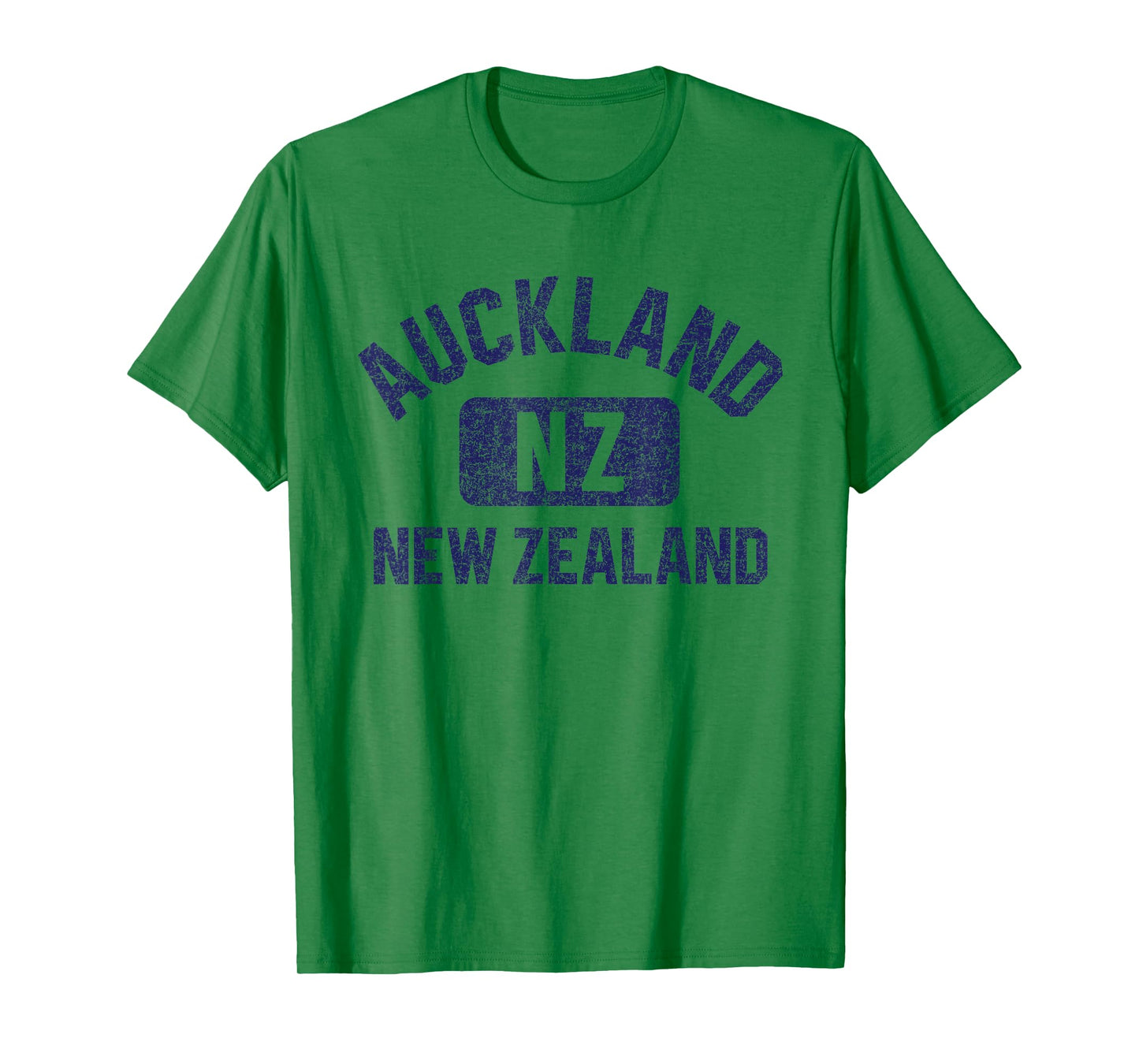 Auckland New Zealand Gym Style Distressed Dark Blue Print T-Shirt