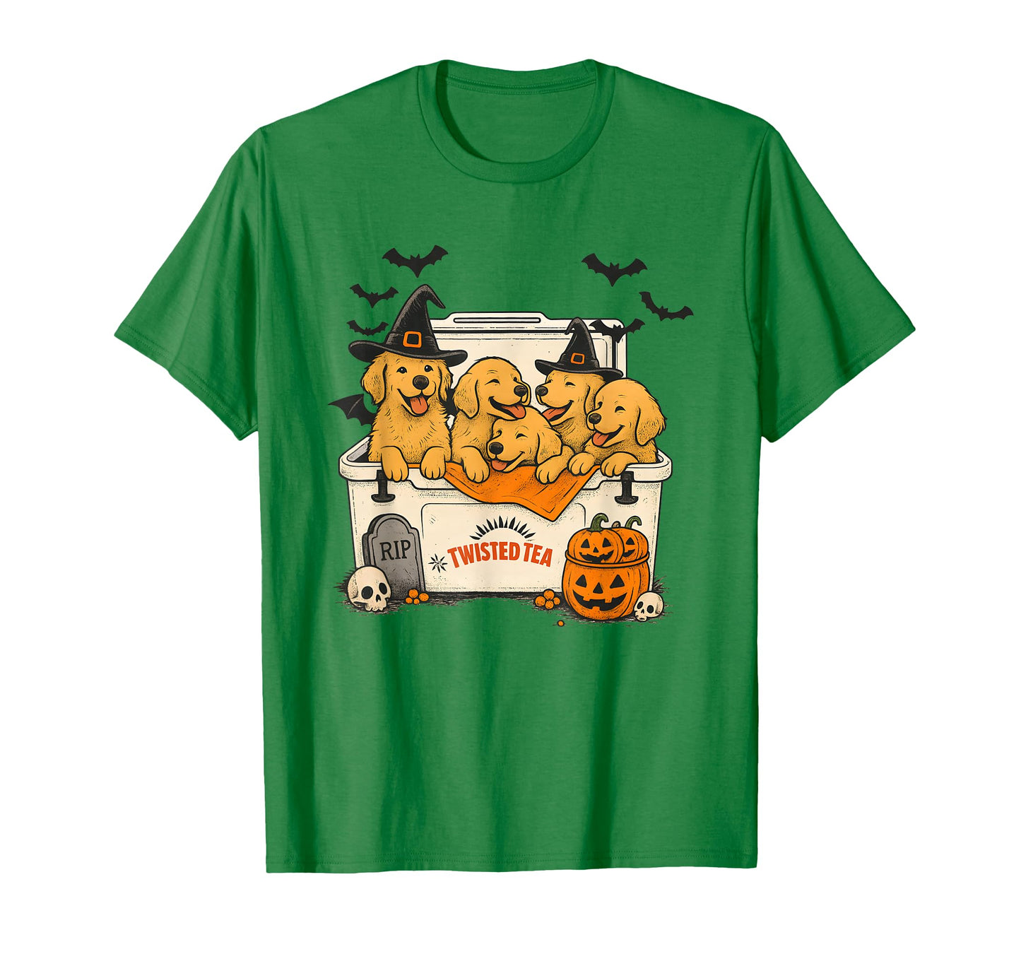 Halloween Golden Retriever Puppies in Witch Hats T-Shirt
