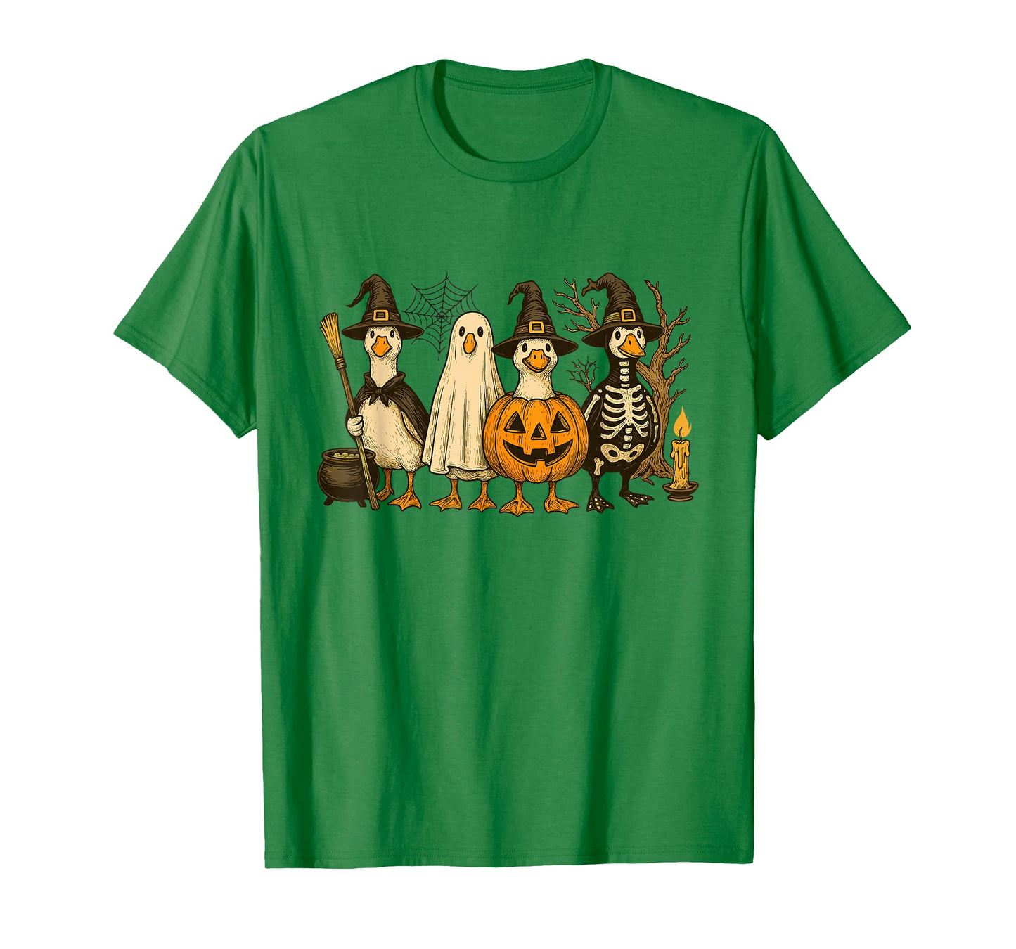 Just A Spooky Goose Halloween Goose Witch Ghost Silly Goose T-Shirt