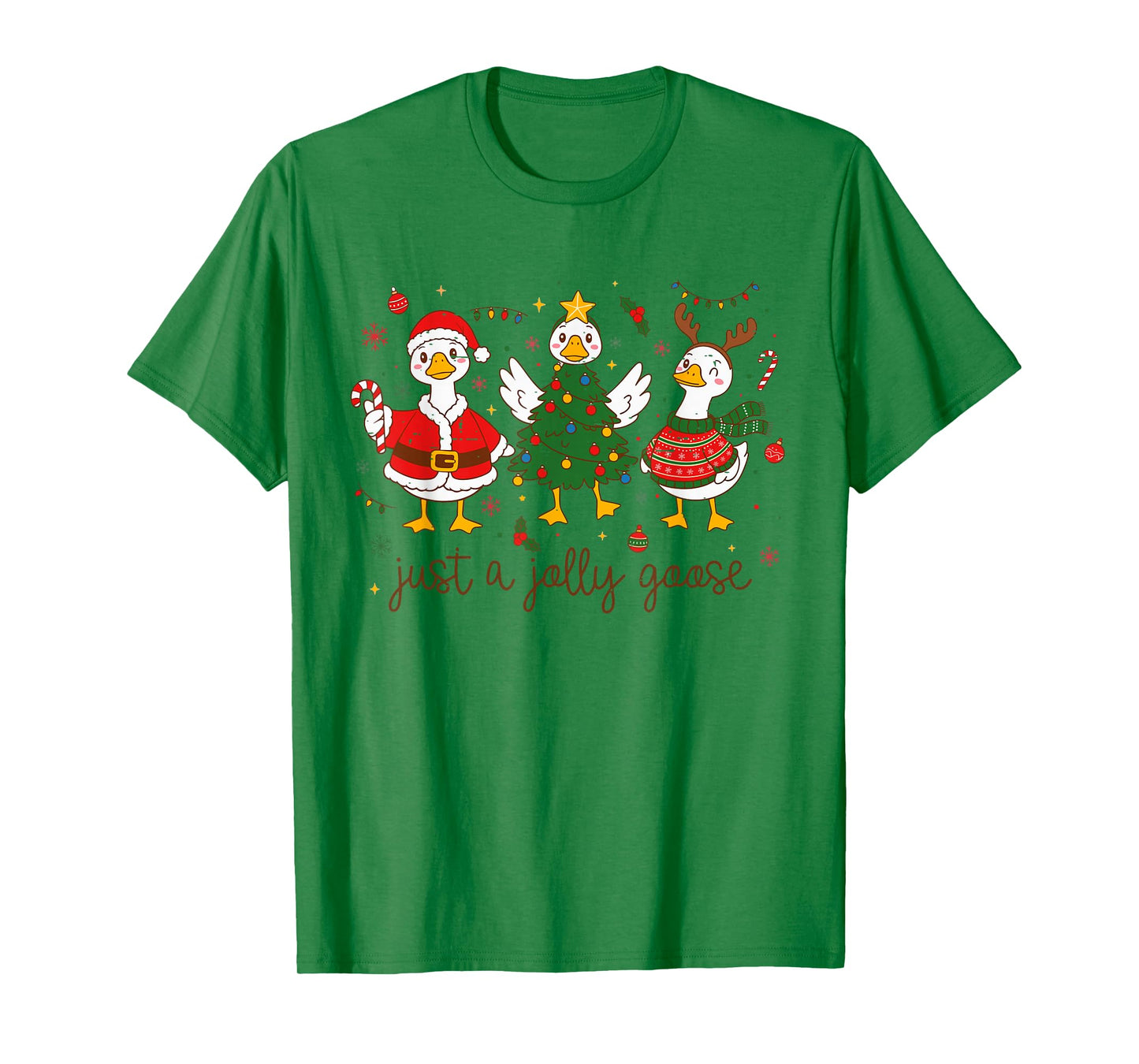 Retro Funny Xmas Just A Jolly Goose Santa Christmas Tree T-Shirt