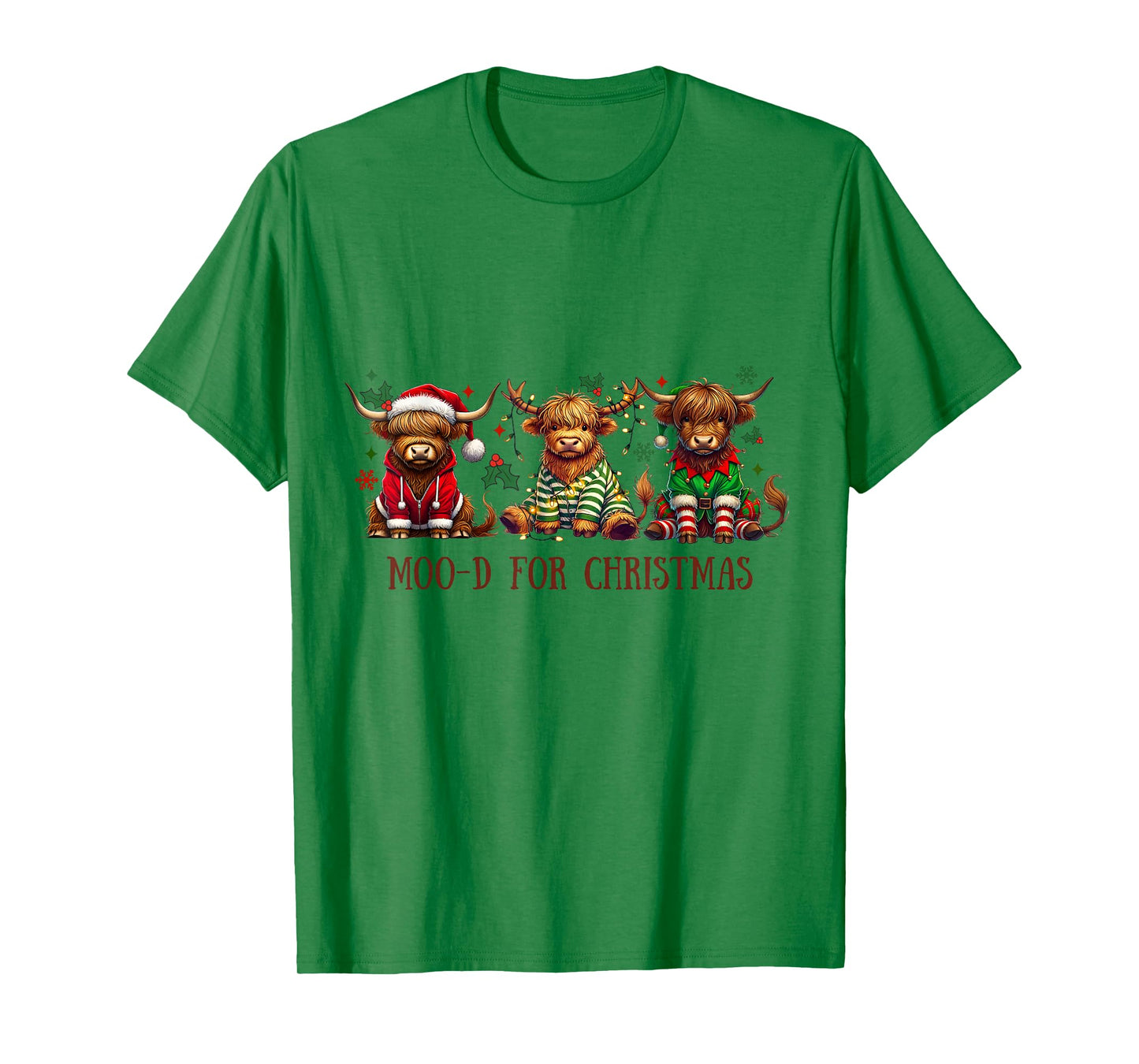 Funny Cow Moo-d for Christmas Santa Hat Vibes T-Shirt