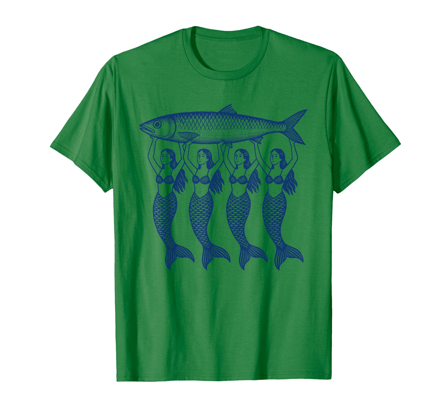 Sardine Fish Mermaid Coastal Summer Retro Graphic T-Shirt