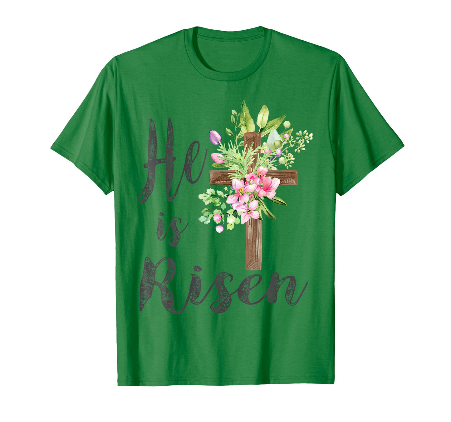 He is Risen Jesus Christian Easter Floral Wreath Women Girls T-Shirt