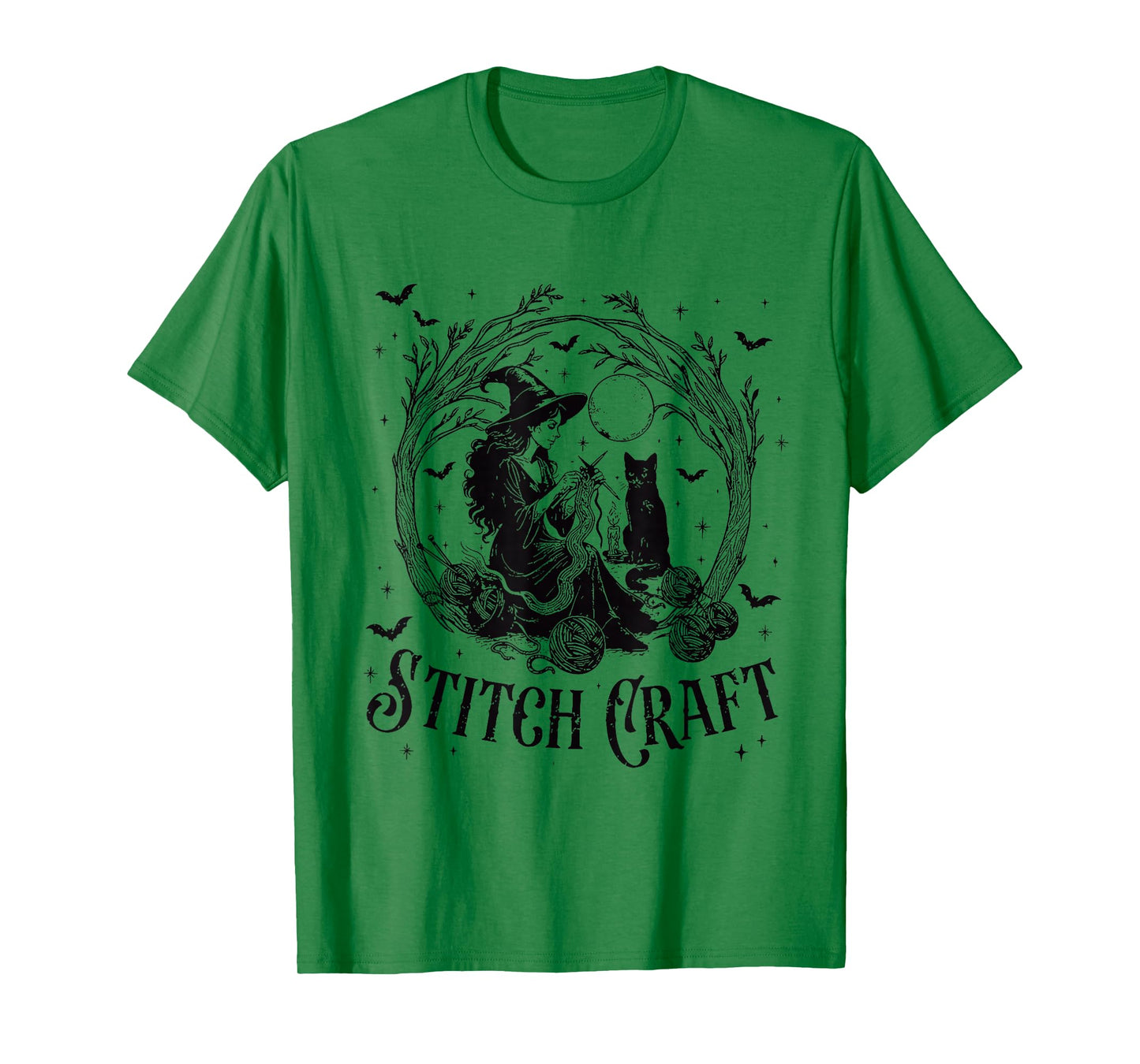 Stitch Craft Salem Witch Halloween Cat Witch Girls Trip T-Shirt