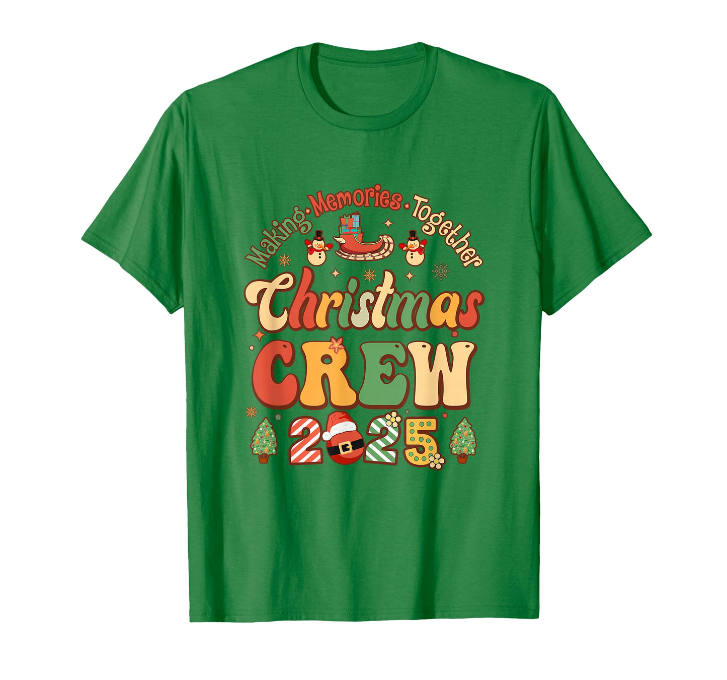 Marking Together Matching Family Christmas Crew 2025 Groovy T-Shirt