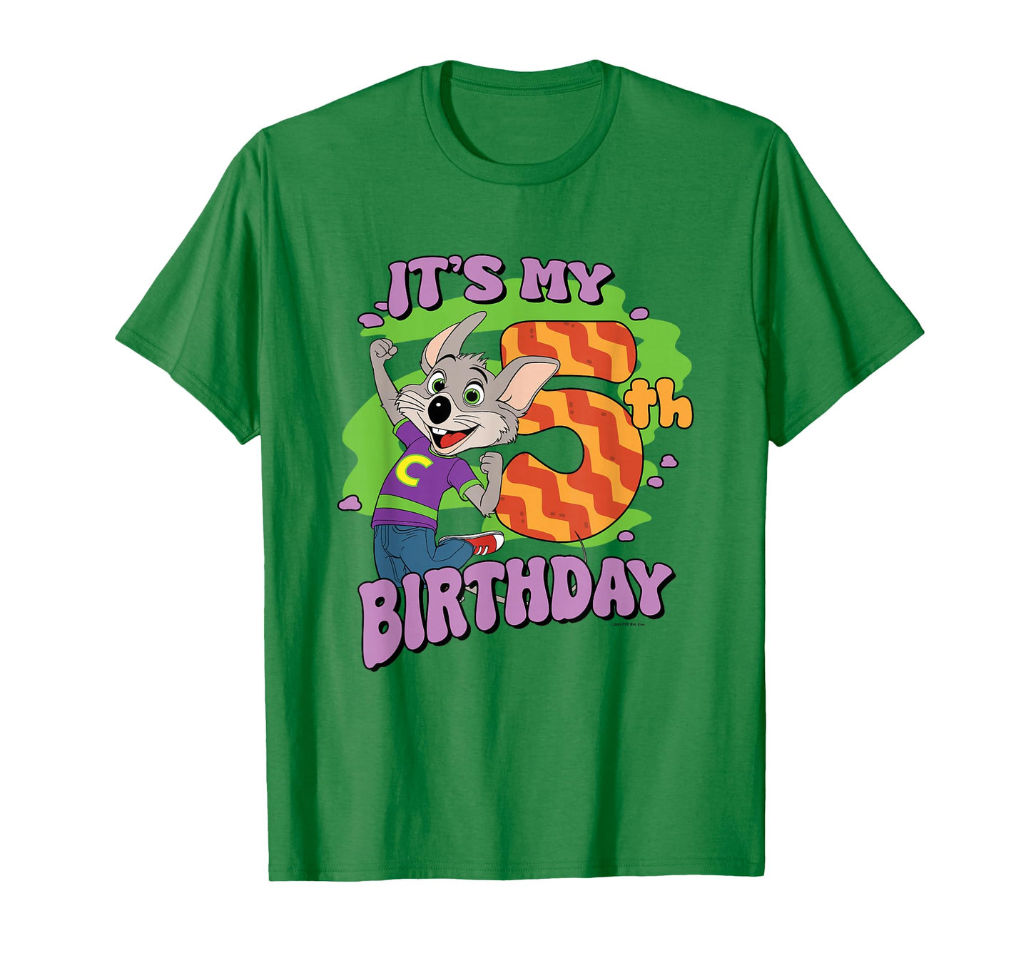 Chuck E. Cheese It's My 5th Birthday Happy Chuck Chest Logo T-Shirt