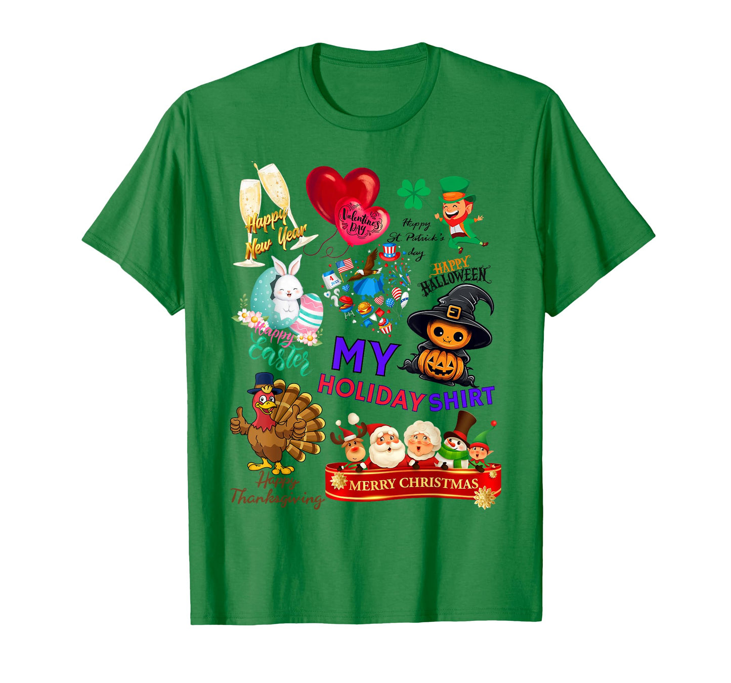Cute Halloween Ghoul Witch and Pumpkin (+7 More Holidays) T-Shirt