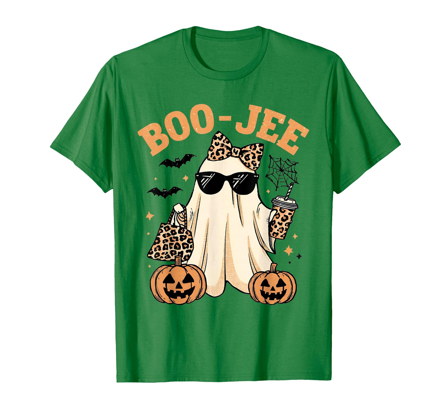 Coquette Leopard Ghost Coffee Boo-JEE Halloween Boujee Ghost T-Shirt