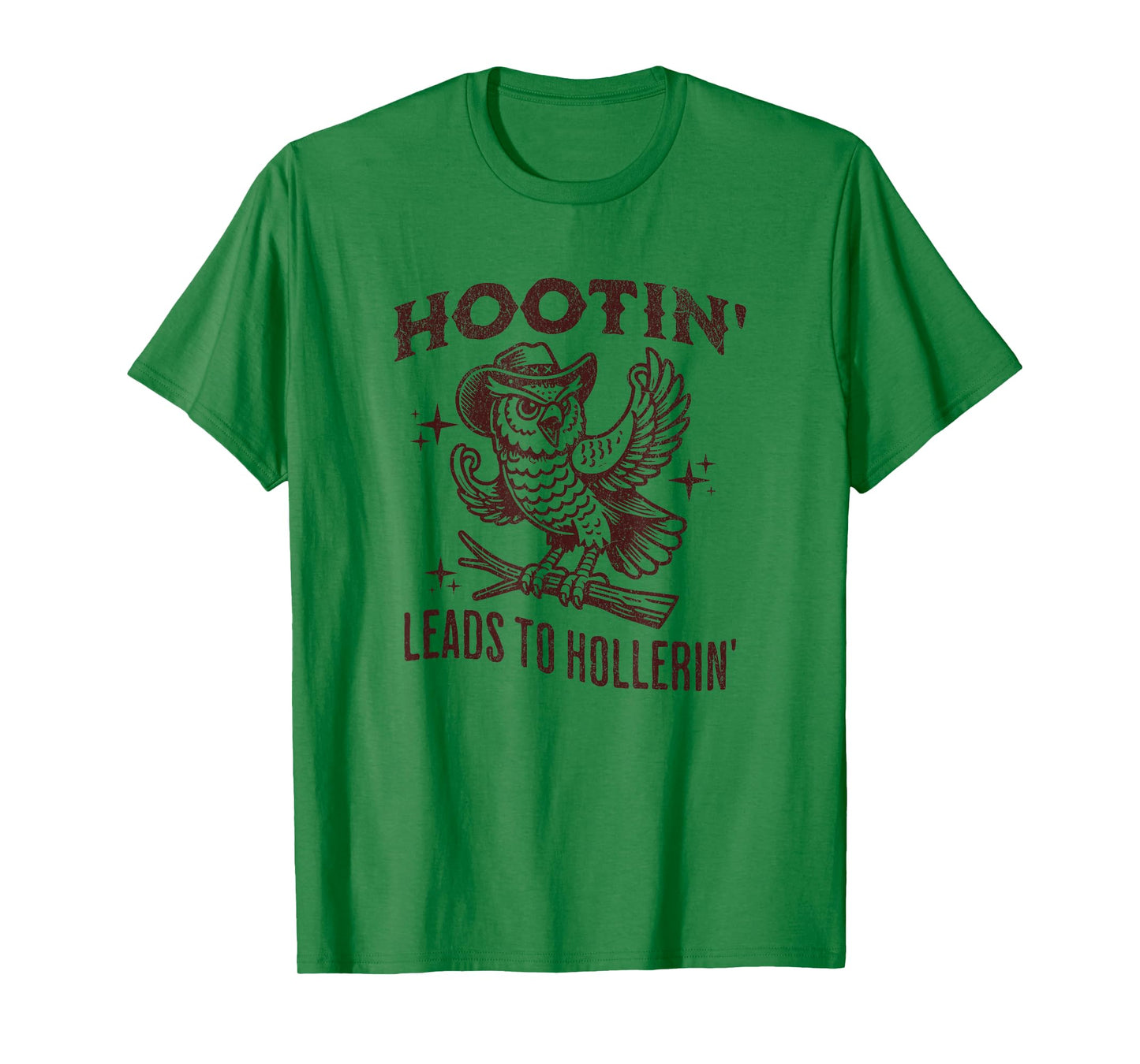 Hootin Leads to Hollerin Funny Vintage Owl Graphic T-Shirt