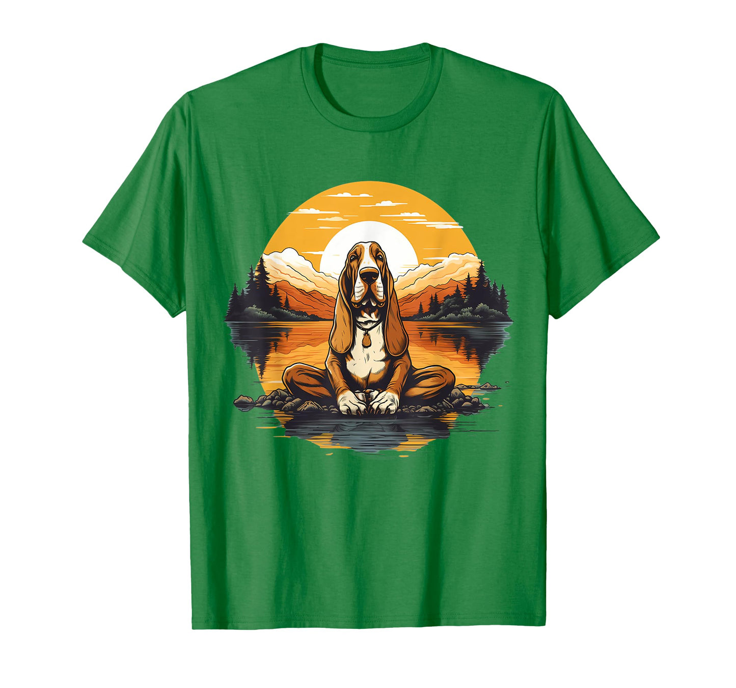 Basset Hound Dog Meditation Yoga Men Women Kids T-Shirt