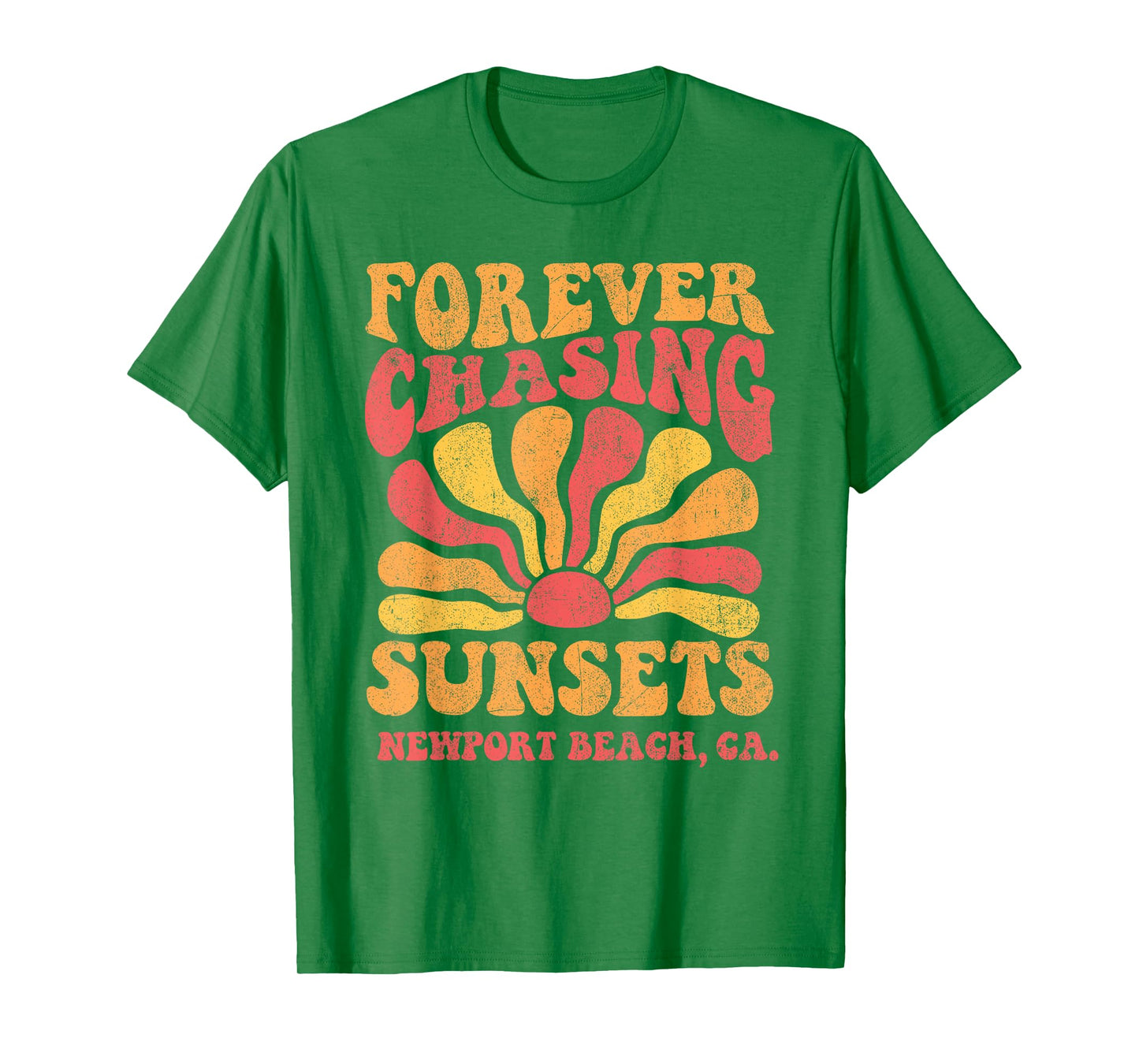 Forever Chasing Sunsets Newport Beach California 70s Retro T-Shirt