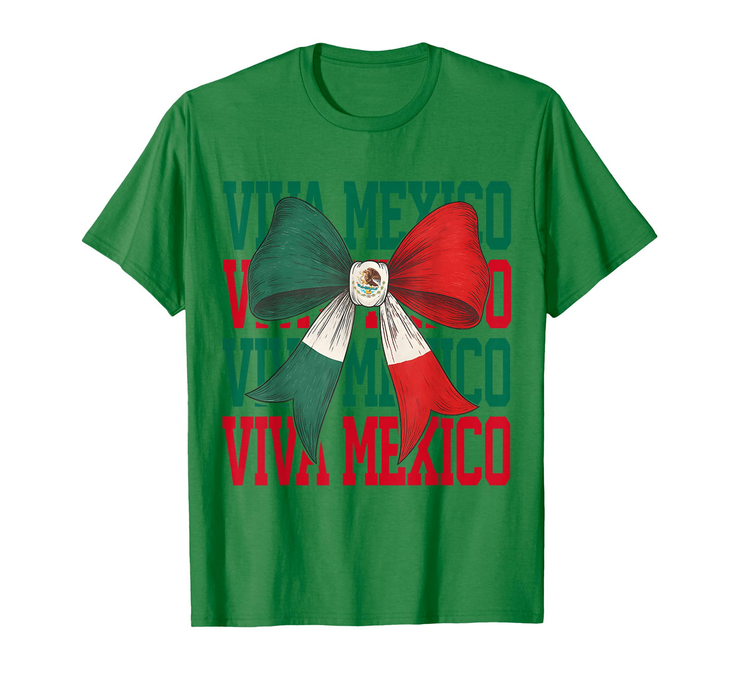 Viva Mexico Coquette Bow Independence Day Women Girls T-Shirt