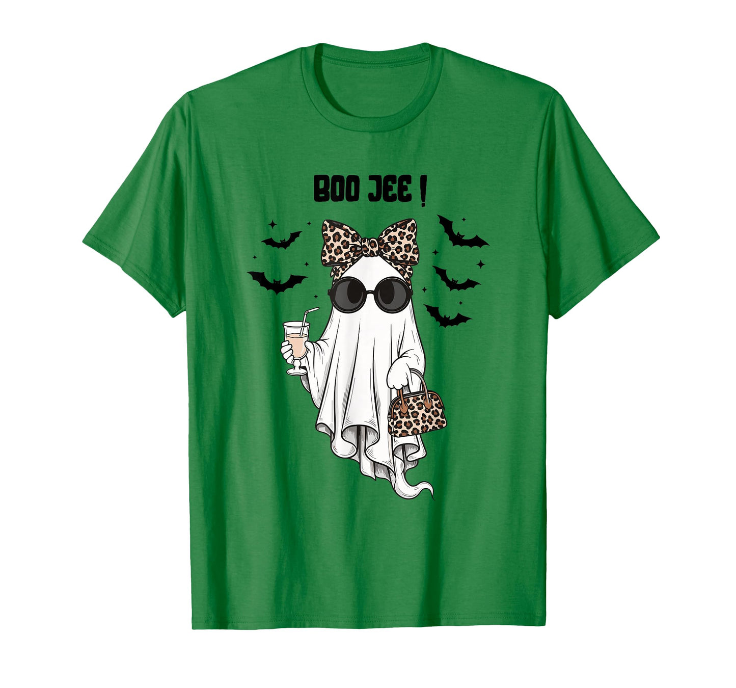 Coquette Leopard Ghost Coffee Boo-JEE Halloween Boujee Ghost T-Shirt