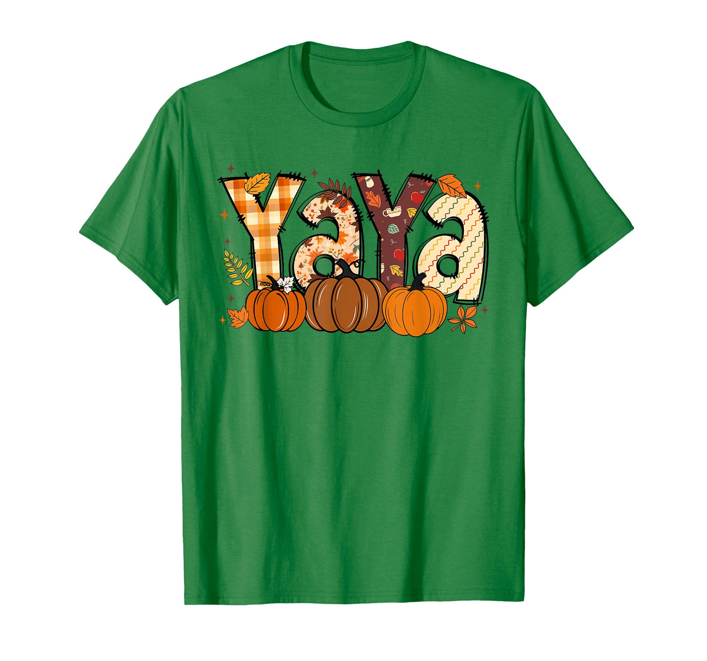 Retro Yaya Pumpkin Fall Leaves Grandma Fall Thanksgiving T-Shirt