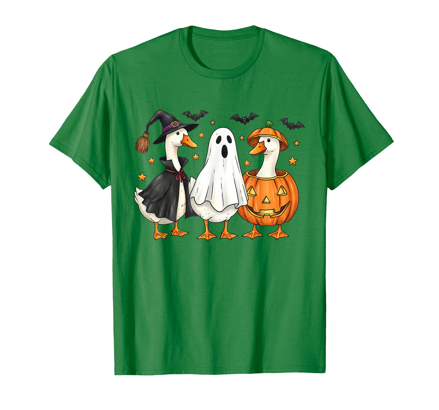 Retro Pumpkin Goose Halloween Fall Witch Funny Ducks Lover T-Shirt