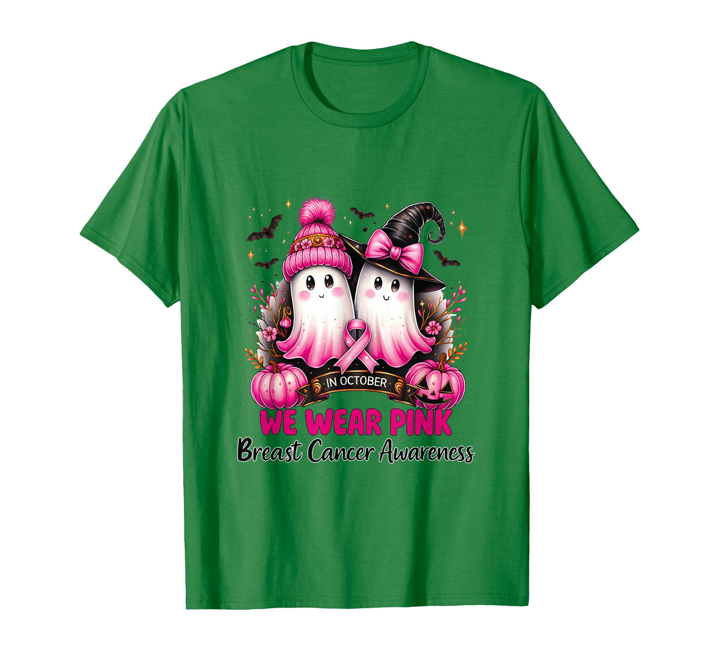 Ghost Witch Breast Cancer Awareness T-Shirt