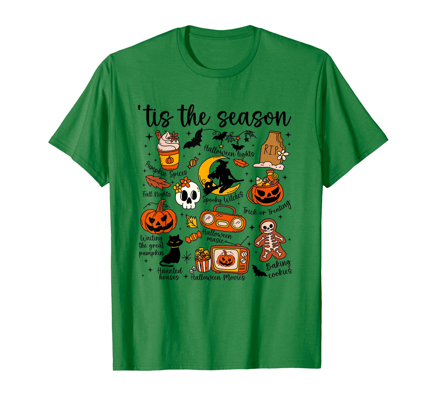 Vintage Halloween Patchwork Autumn Doodles 'Tis The Season T-Shirt