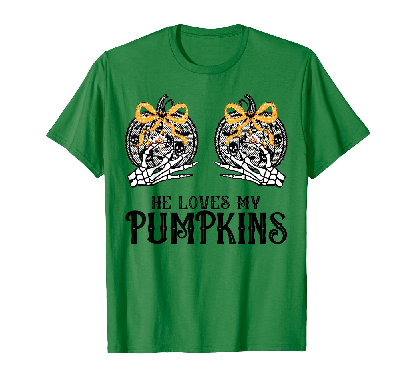 He Loves My Pumpkins I Like His Broomstick Skeleton Couples T-Shirt