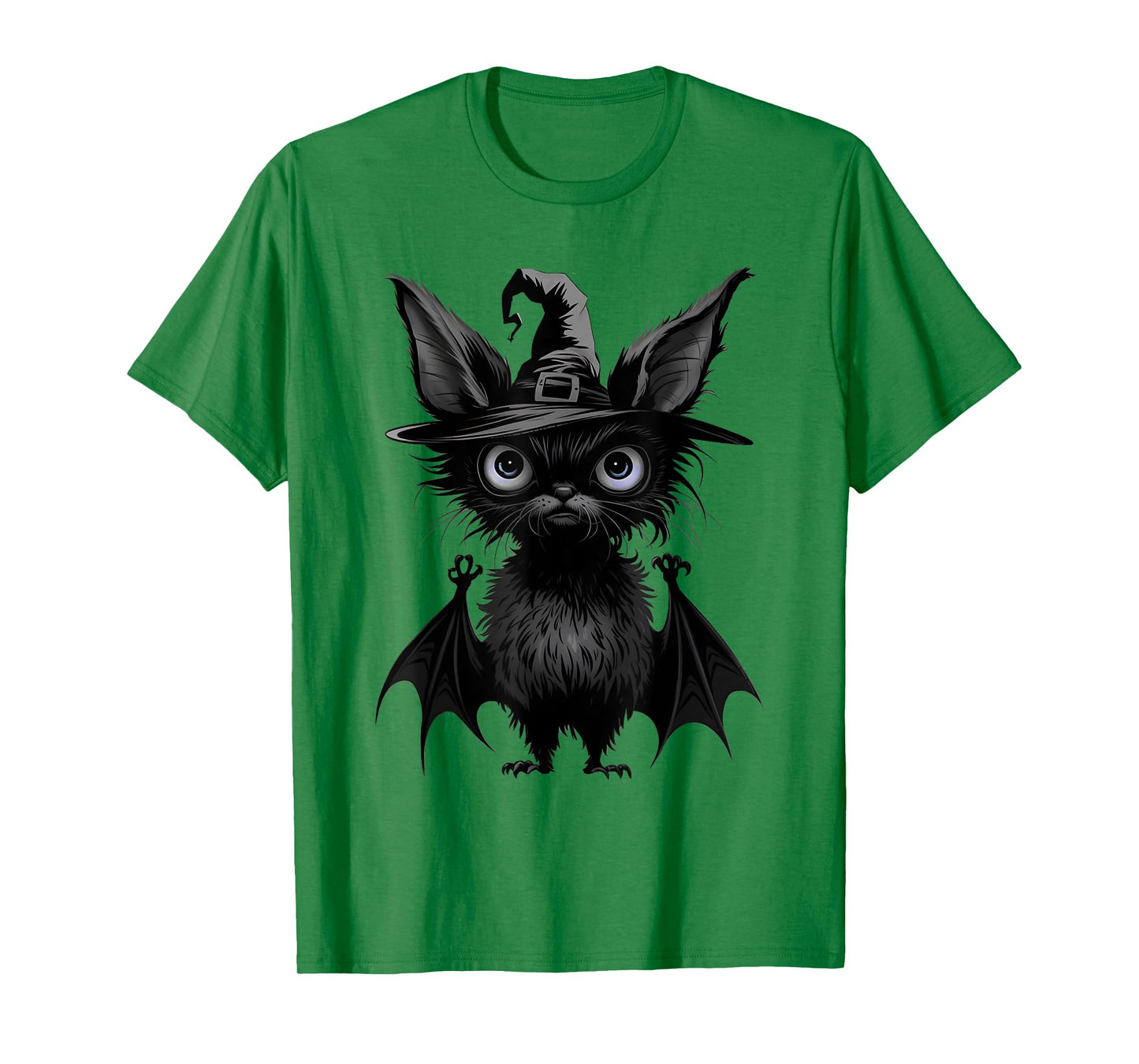 Cute Bat Wearing Witch Hat Trying to Be Scary Halloween Bat T-Shirt