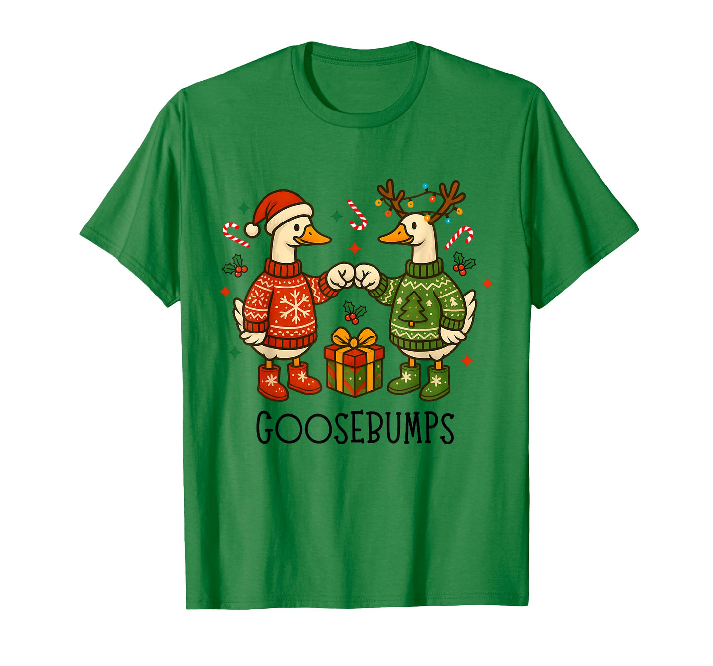 Retro Funny Silly Goose Santa Christmas Goosebumps Cute Xmas T-Shirt