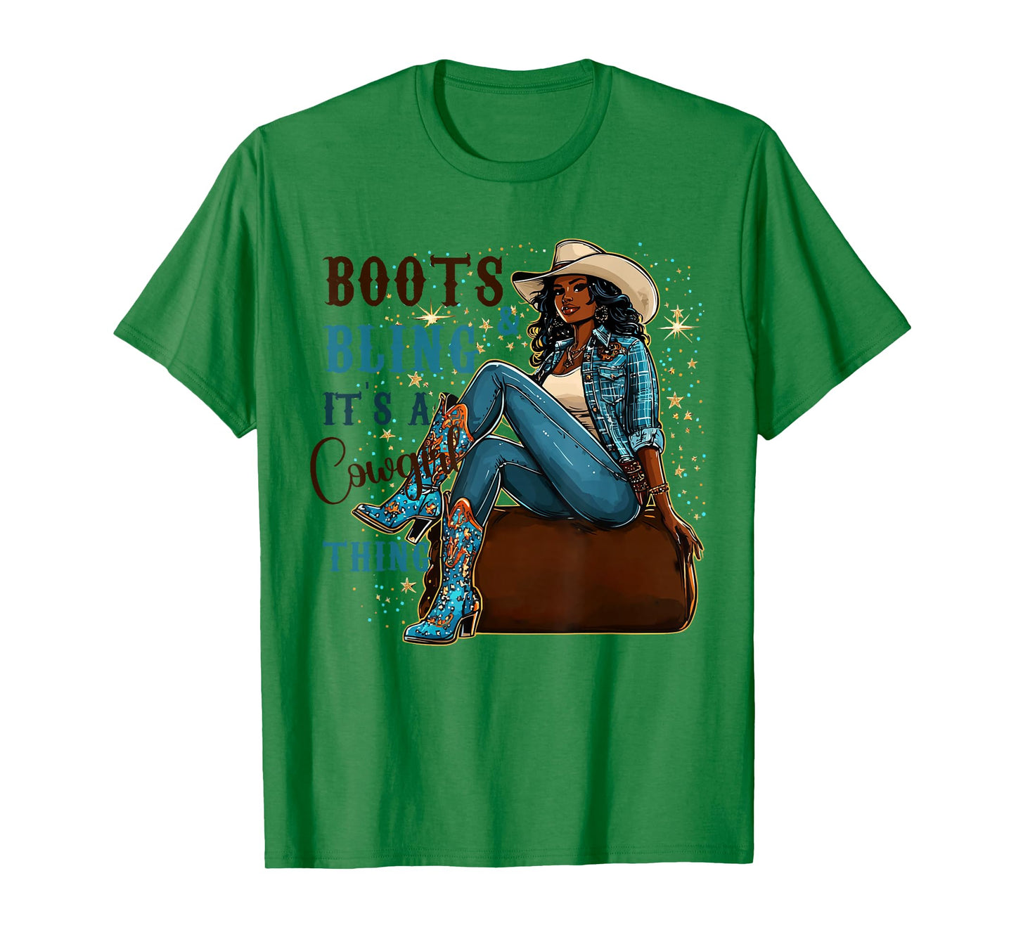 Boots and Bling it's Cowgirl Thing Western Country Melanin T-Shirt