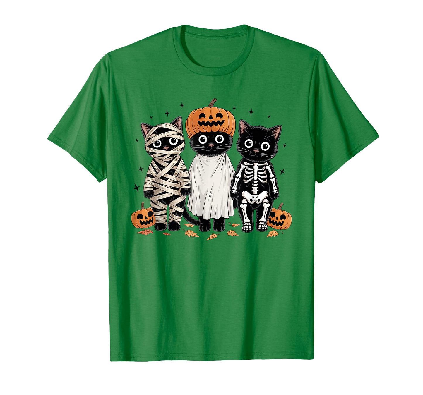 Retro Cat Witch Scary Halloween Pumpkin Women Men Kids T-Shirt