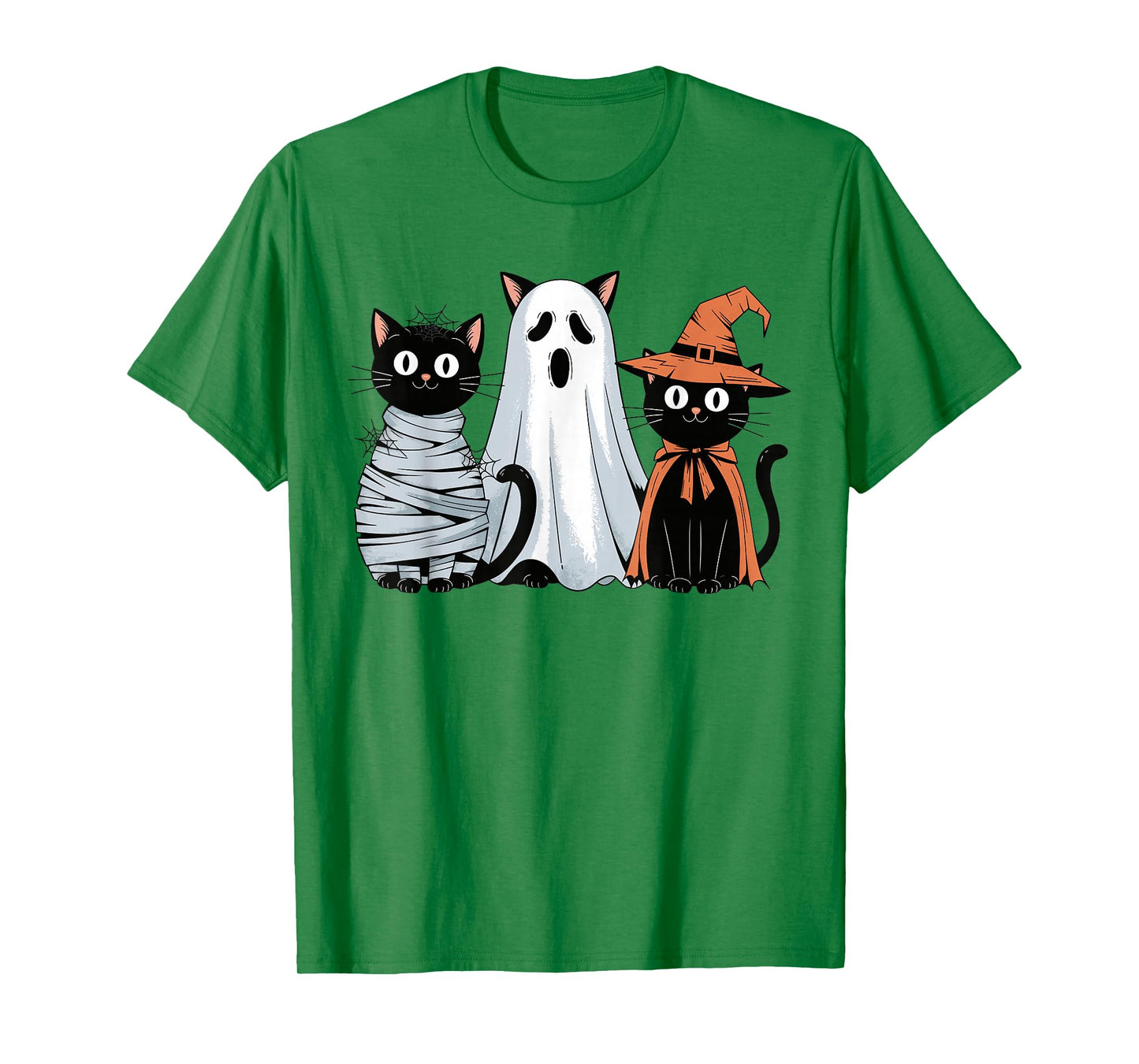 Vintage Halloween Mummy Ghost Witch Cat Black Cats Pumpkin T-Shirt