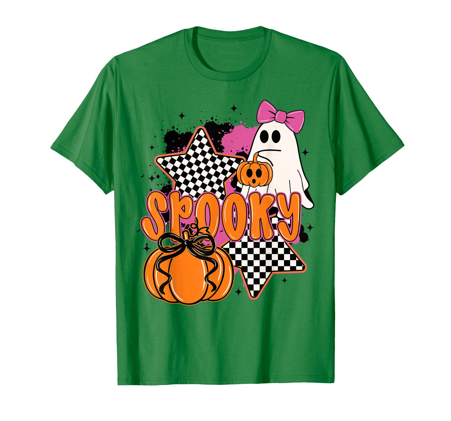 Spooky Season Cute Boo Ghost Coquette Bow Halloween Costume T-Shirt