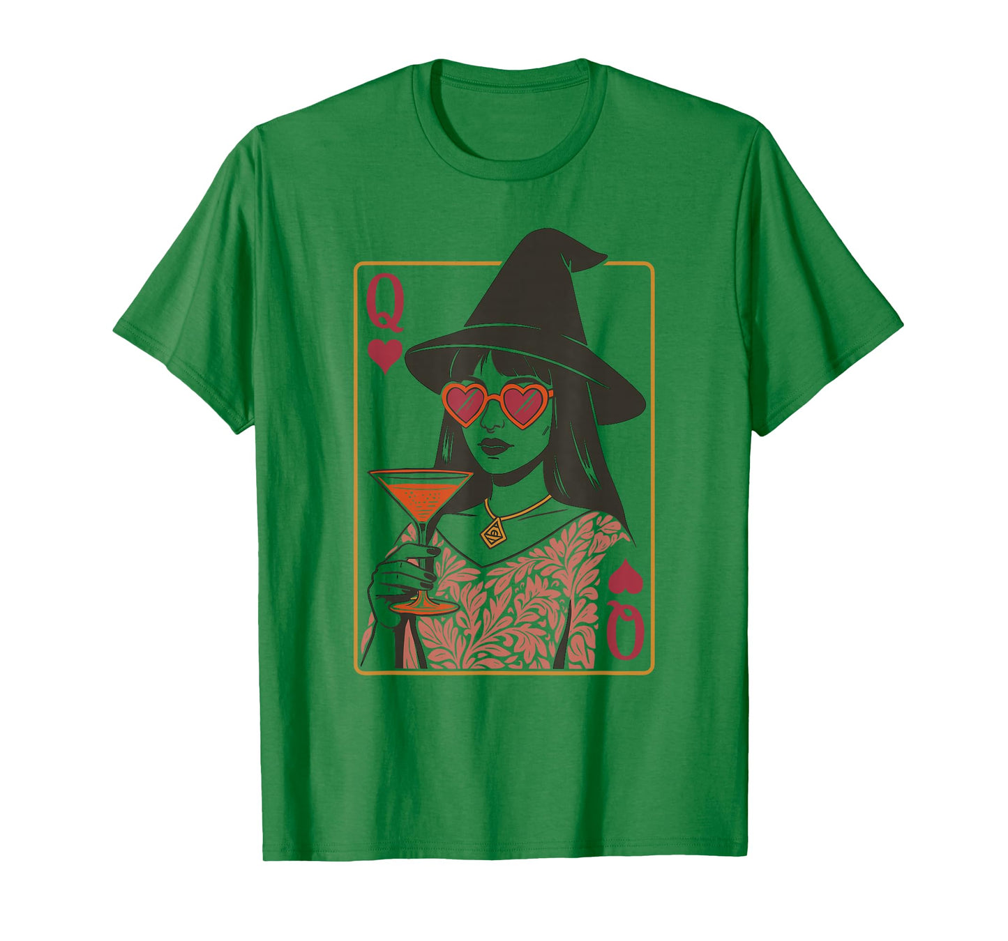 Queen of Hearts Witch Cocktail Vintage Playing Card T-Shirt