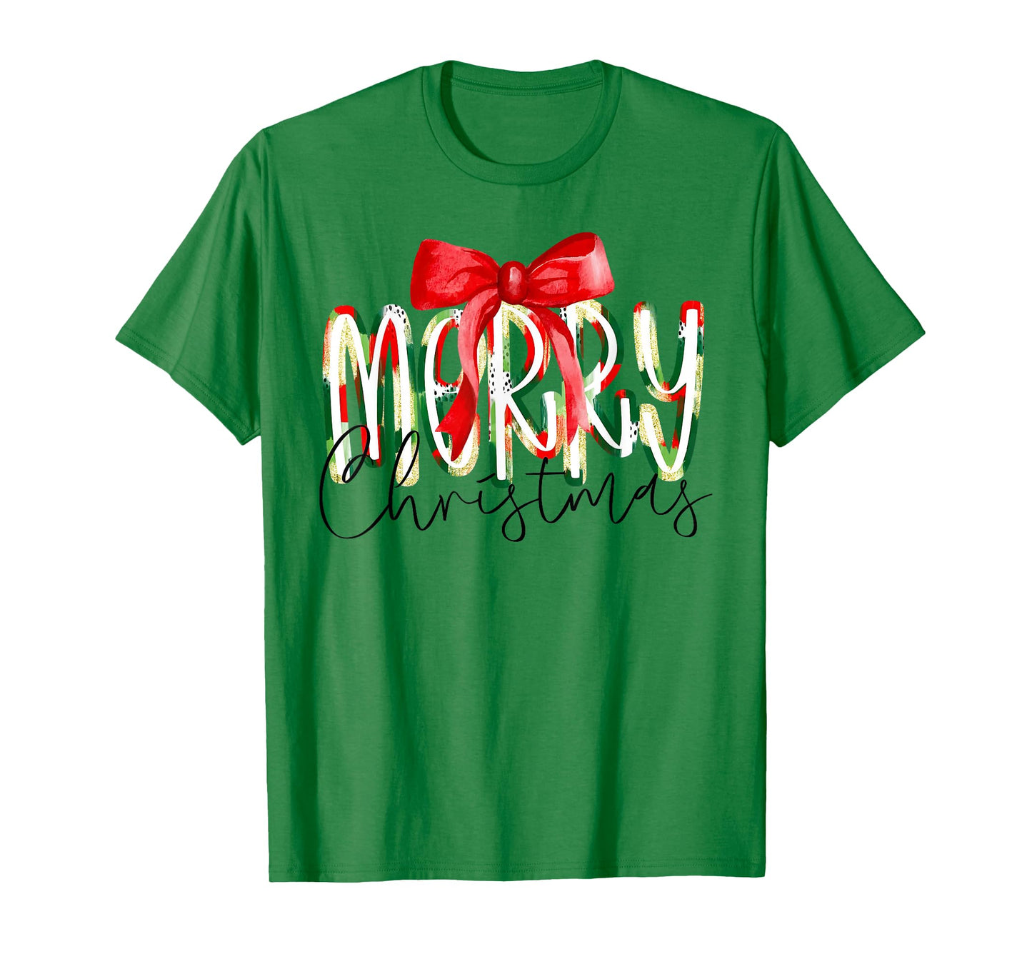 Coquette Bow Merry Christmas Xmas Family Pajamas Holiday T-Shirt