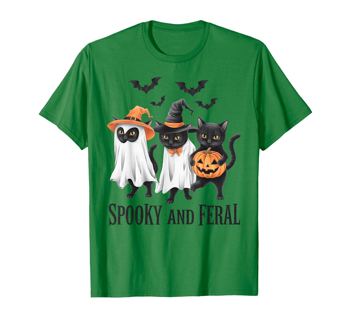 Spooky and Feral Black Cat Halloween Costume Cute Cat Lovers T-Shirt