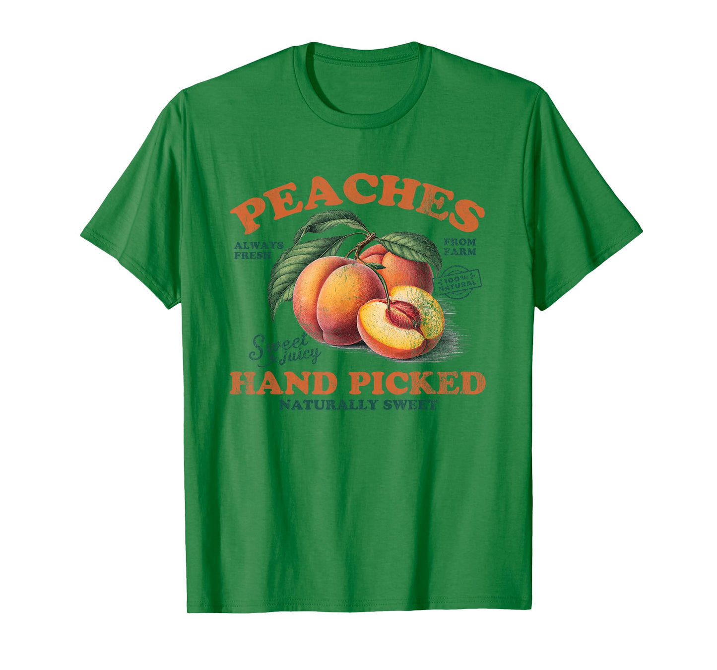 Peaches Hand Picked Vintage Fruit Retro Peach Graphic T-Shirt